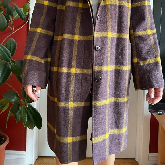Rodier Paris Preloved Purple and Yellow Wool Coat, FR 40 - Picture 2 of 7